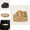 Simple Solid Color Bead Ring Buckle Decoration Women Casual Woven Belt For Boho Dresses