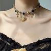 Y2K Spicy Girl Dark Star Leather Choker Necklace - Pure Desire Clavicle Chain