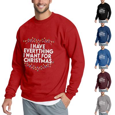 Christmas Print Loose Fit Round Neck Sweatshirt For Men