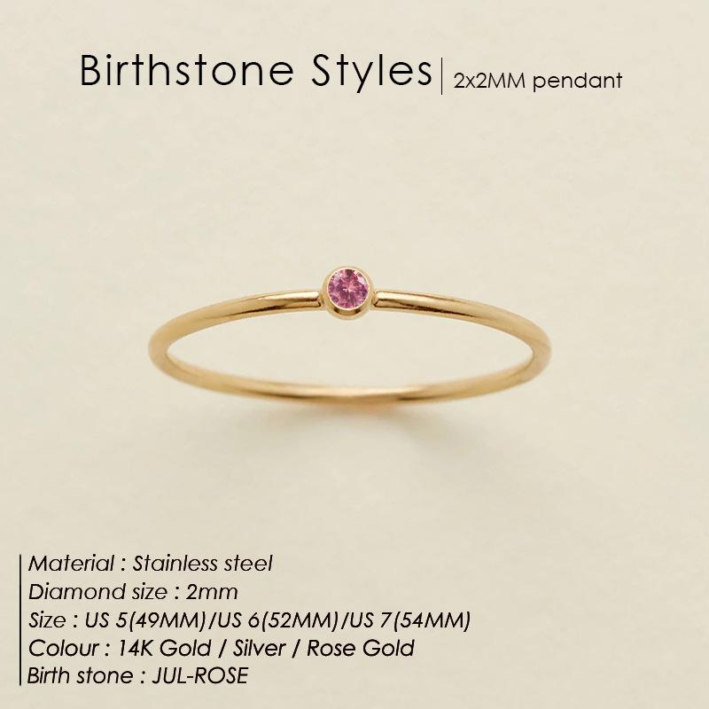 eManco Gold-Plated Non-Constricting Ring for Women - Thin Band with Tiny Diamond Accents and December Birthstone