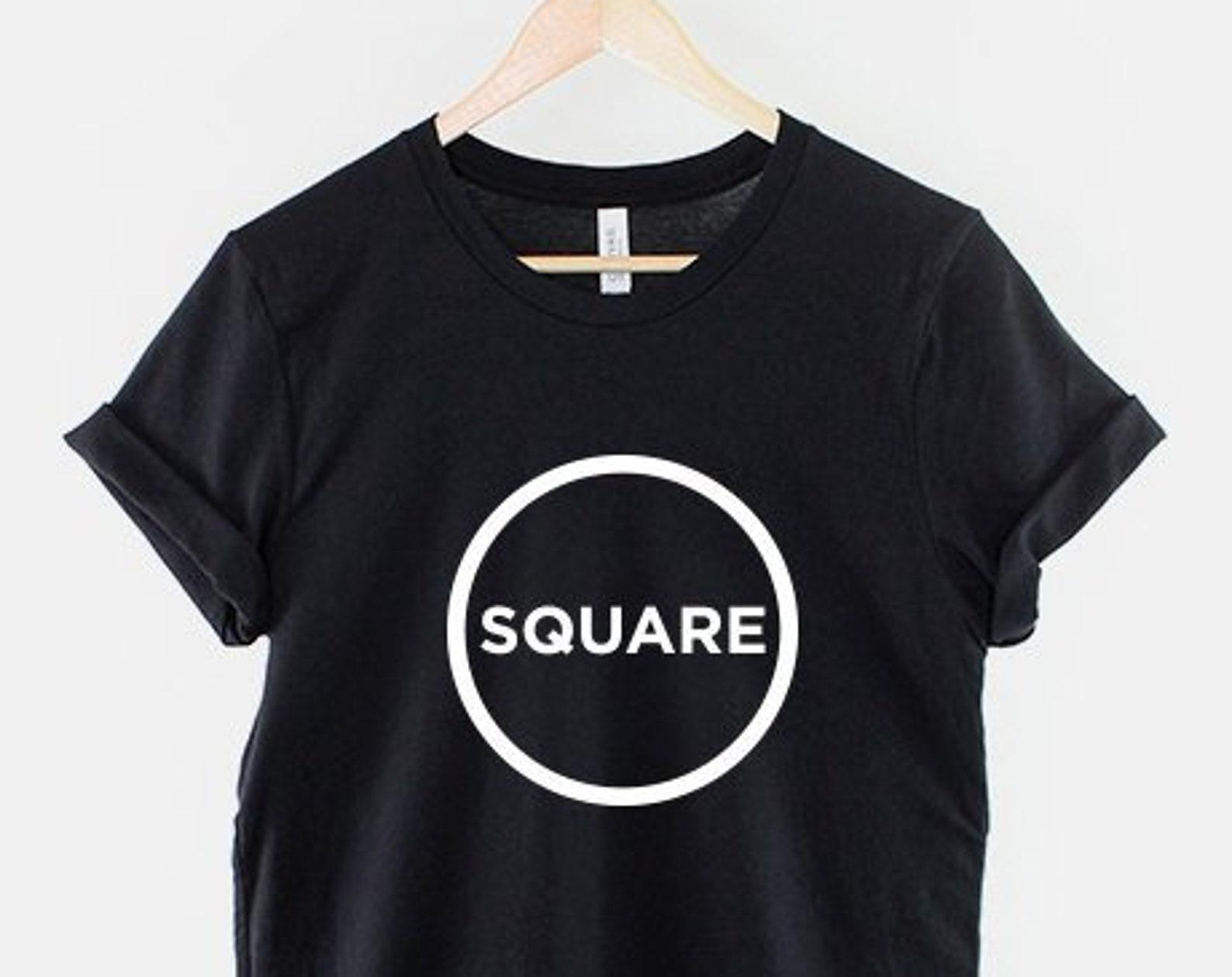 Minimalist Square Circle Shirt, Urban Geometric T Shirt, Modern Abstract Graphic Tee, Contemporary Art Top L