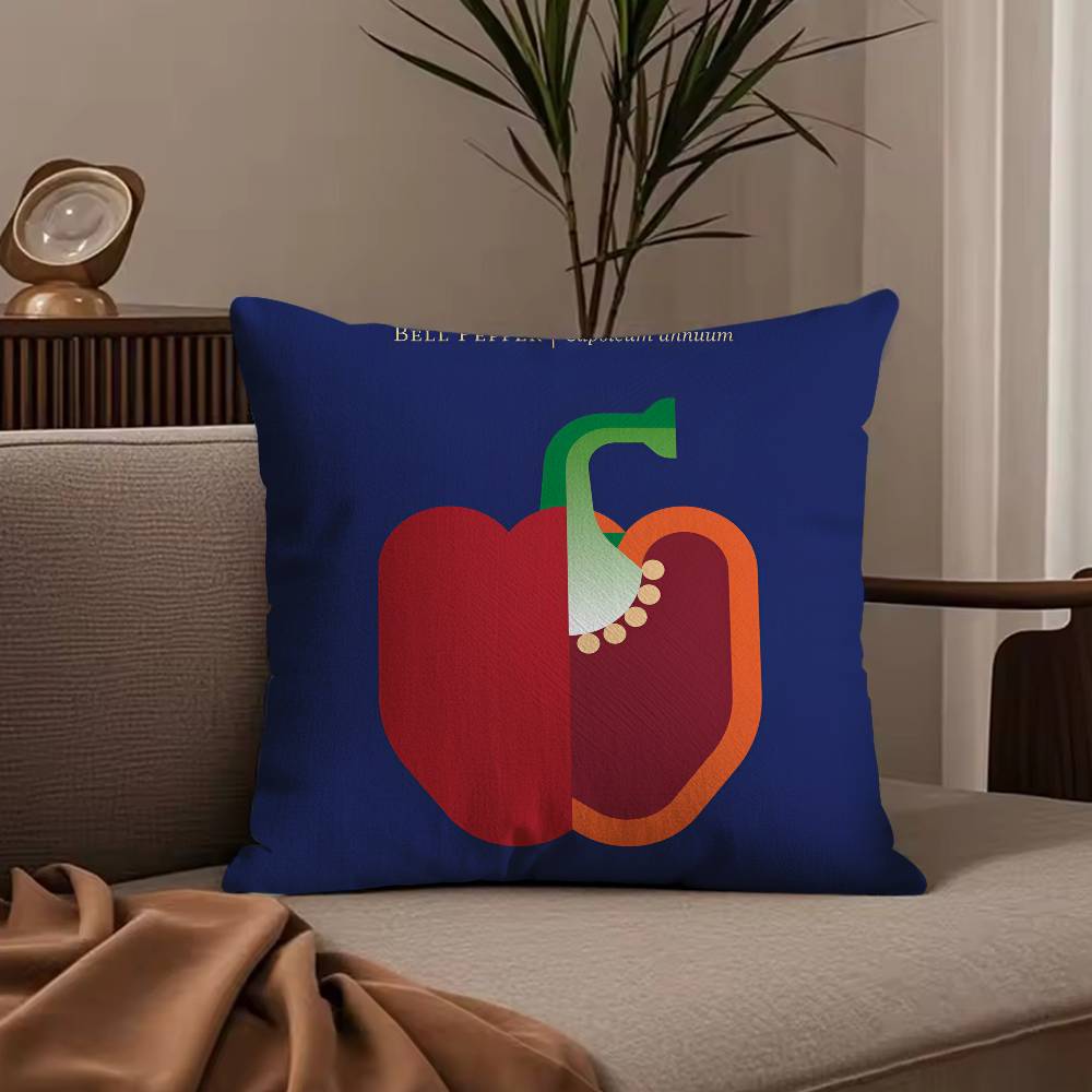 Vegetable Lovely Simple Pillow Case Anti-dustmite Pillowcase Invisible zipper silky short plush Sofa cushion cover