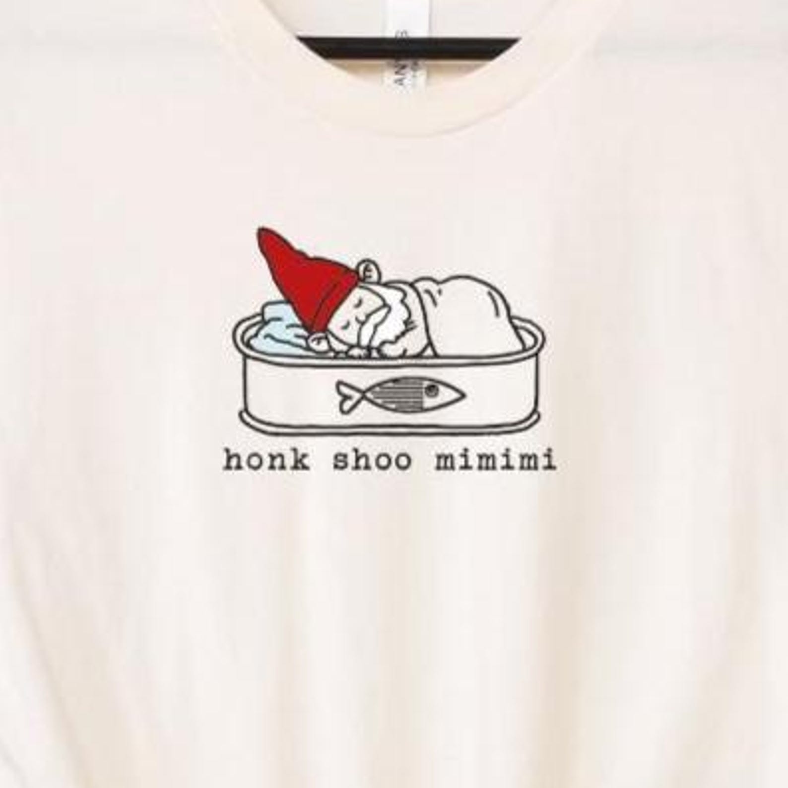 Gnome Sleeping in a Sardine Can T-shirt Hand-drawn Cute Honk Shoo Mimimi Tshirt Tee Gnomes Garden Whimsical Fairycore Goblincore Cottagecore L