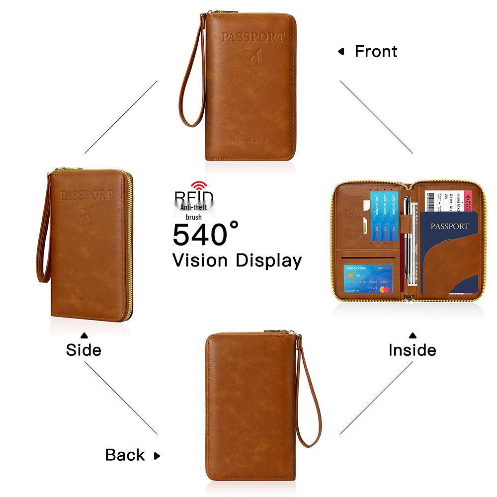 2025 RFID Zippered Travel Passport and Ticket Organizer Anti-theft Bag