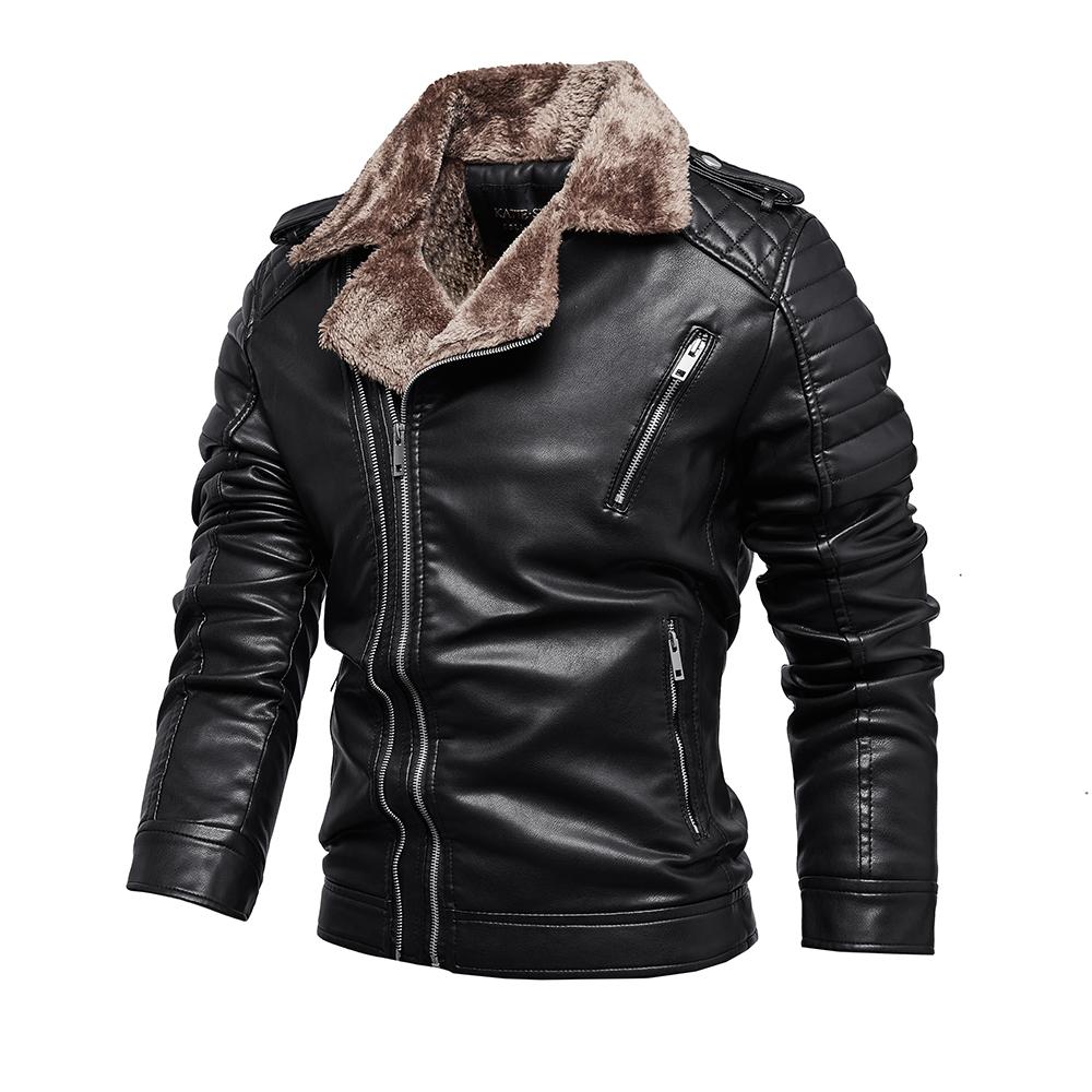 Men’s Faux Leather Jackets Fleece Lined Zipper Bomber Jacket Moto Biker Short Coat PU Motorcycle Racer Stylish Autumn Winter Outwear