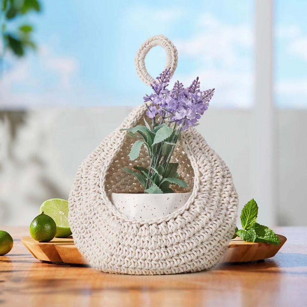 Cotton Rope Kitchen Storage Organizer Breathable Boho Onion Container Hanging Net Pocket  Potato