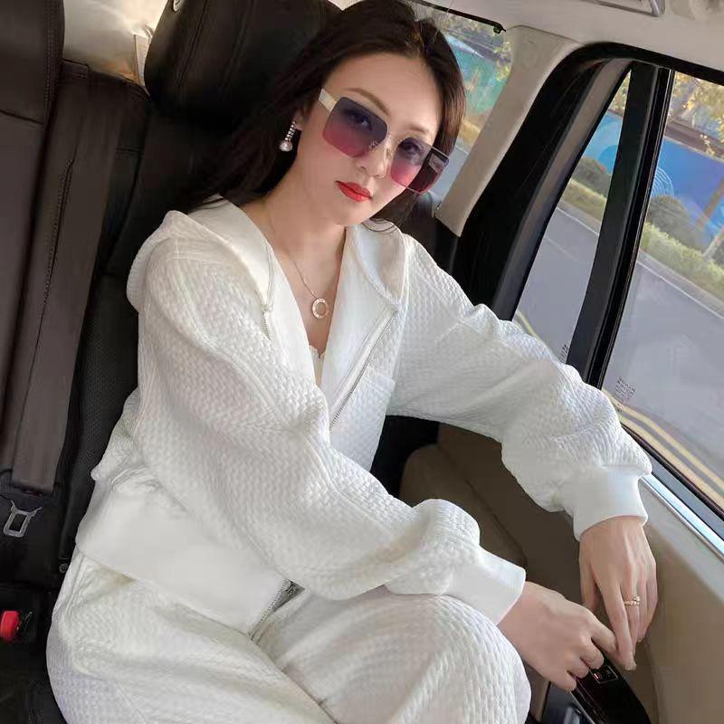 

Women s Spring 2026 Casual Sportswear Set: Hooded Jacket & Straight-Leg Pants S [Recommended: 43-52 kg]