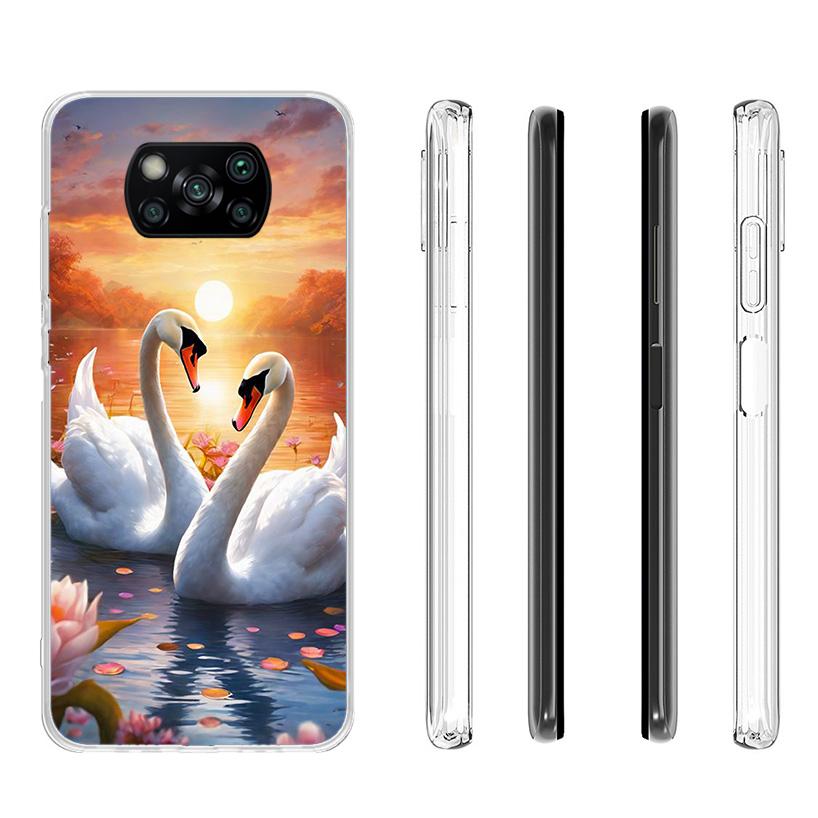 White Swan Grace Art Phone Case For Xiaomi Poco X7 X6 X5 Pro F7 Ultra Redmi 15C 15 13 13C 12 12C 10 10A 10C 9 9A 9C 9T Cover Poc