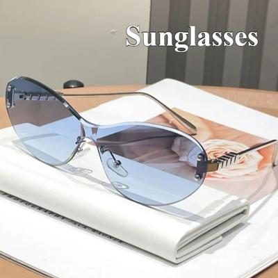 Men Women New Fashion Sunglasses Ins Style Rimless Uv400 Sunglasses Goggles Trendy Vacation Seaside Sunglasses Eyeglasses