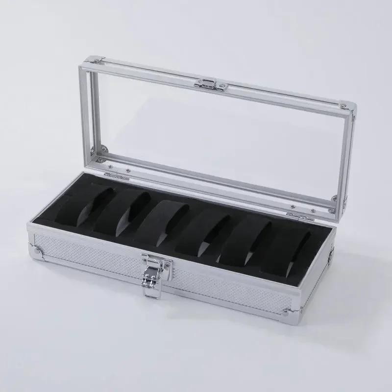 Useful Aluminium Watches Box 12/6 Grid Slots Jewelry Watches Display Storage Box Square Case Suede Inside Rectangle Watch Holder