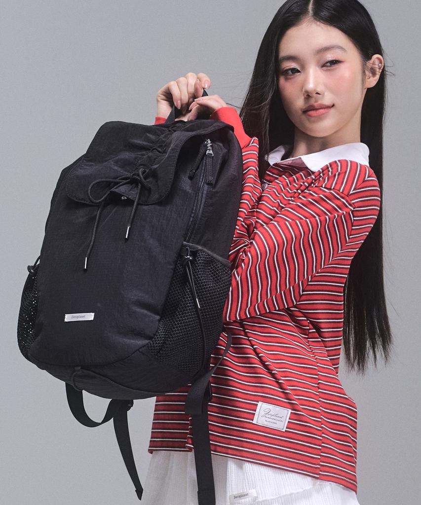 Zeroplanet Nylon Shirred Ribbon Backpack [Black]