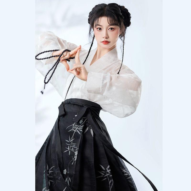 China Ming Dynasty Style Hanfu Women Suit Horse-face  Skirt Improved Suit