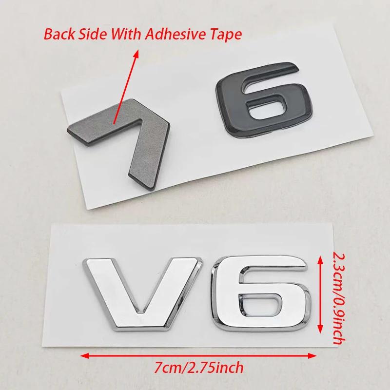 3D ABS Car Letters Logo V6 Badge Sticker Rear Trunk Emblem Decals For Mercedes Benz GLE ML SLK Class W204 C280 Auto Accessories RV1