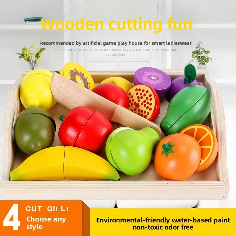 Holz-Spielküche für Kinder mit Obst- und Gemüse-Schneidespielzeug für fantasievollen Kochspaß