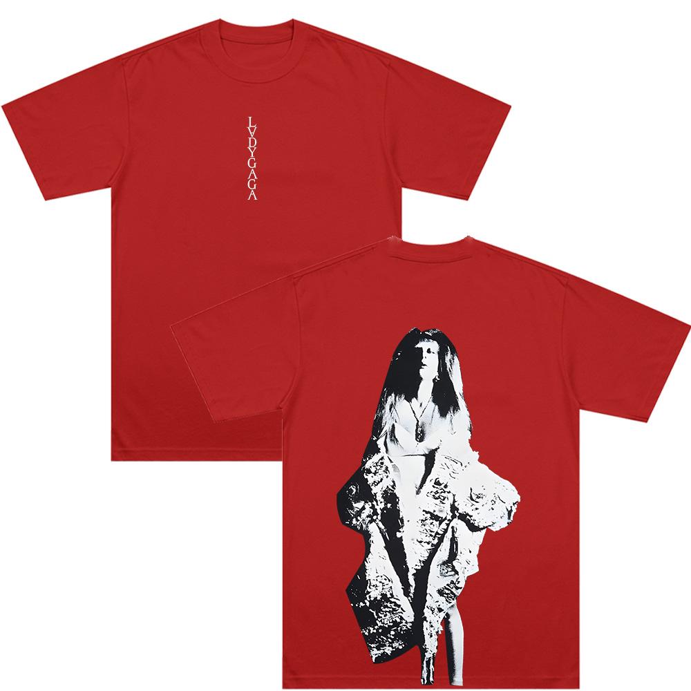 Lady Gaga Black & White Portrait T-Shirt LVDYGAGA Vintage Graphic Print T Shirt Women Men Aesthetic Street Style 100%Cotton Soft Tee Anime T-shirt