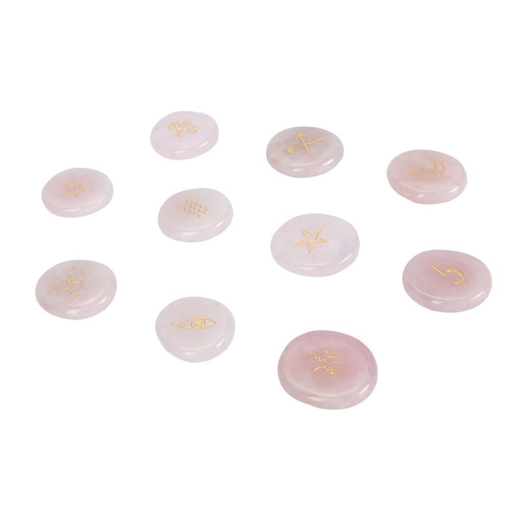 10pcs Rune Stones Set Multipurpose Polished Healing Witches Runes Set with Engraved Gypsy Symbol