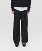 Hoite Wool Double Pleated Wide Pants (Black)