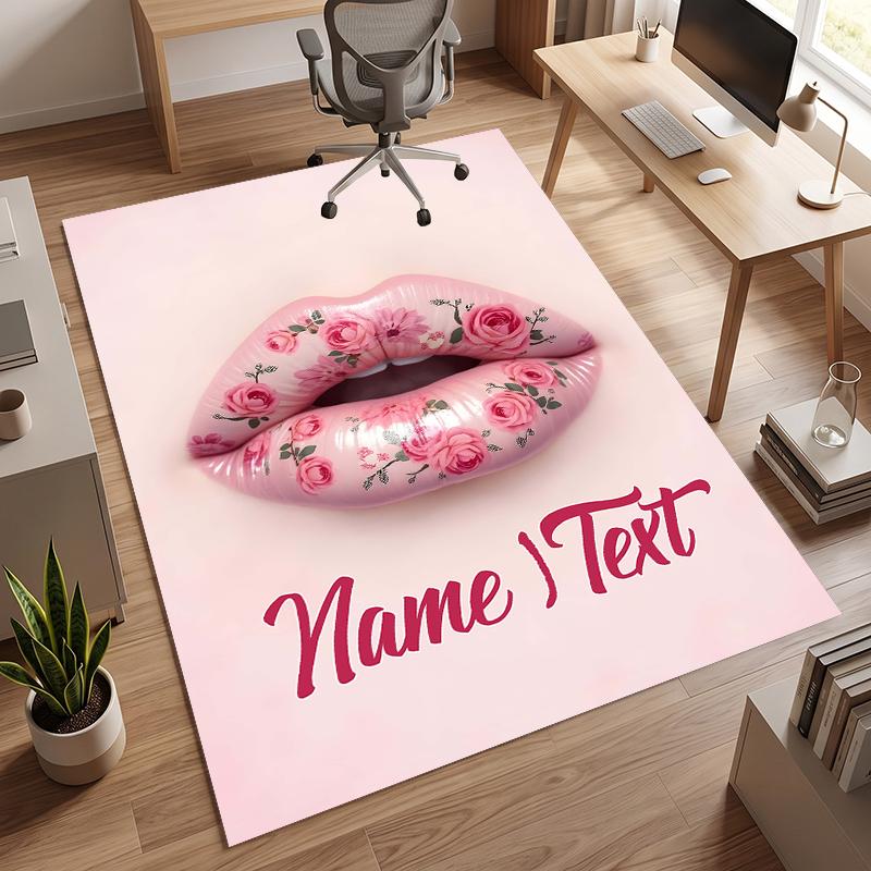 Sexy lip prints (1) Personalized name Office Carpet Stylish Decor for Living Room Bedroom Kitchen