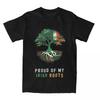 Novelty Proud Of My Irish Roots T-Shirts Men Women's  Ireland Flag Tees Shirt Birthday Present Clothes