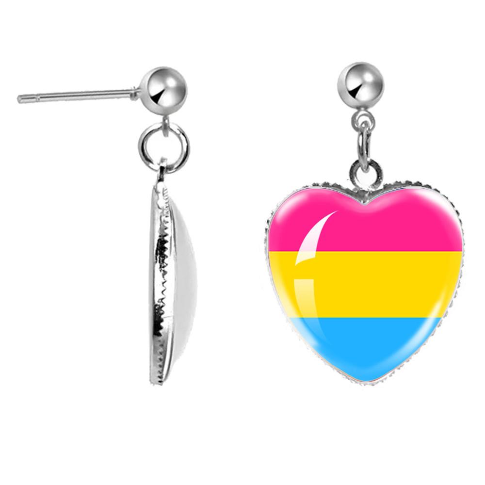 LGBT Kunst Homo Lesbische Trots Regenboog Hartvormige Glazen Cabochon Druppel Oorbellen Bedel Sieraden Voor Homoseksualiteit Meisjes Cadeau