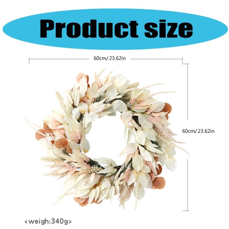 Artificial Ear of Rice Wreath Thanksgiving Holiday Wreath Artificial Flower Wreath for Door Hallway Garden Farmhouses