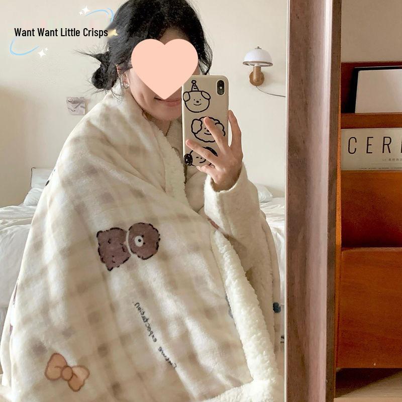 Cozy Lamb Fleece Blanket - Soft, Warm Shawl for Office, Sofa, or Dorm Naps.