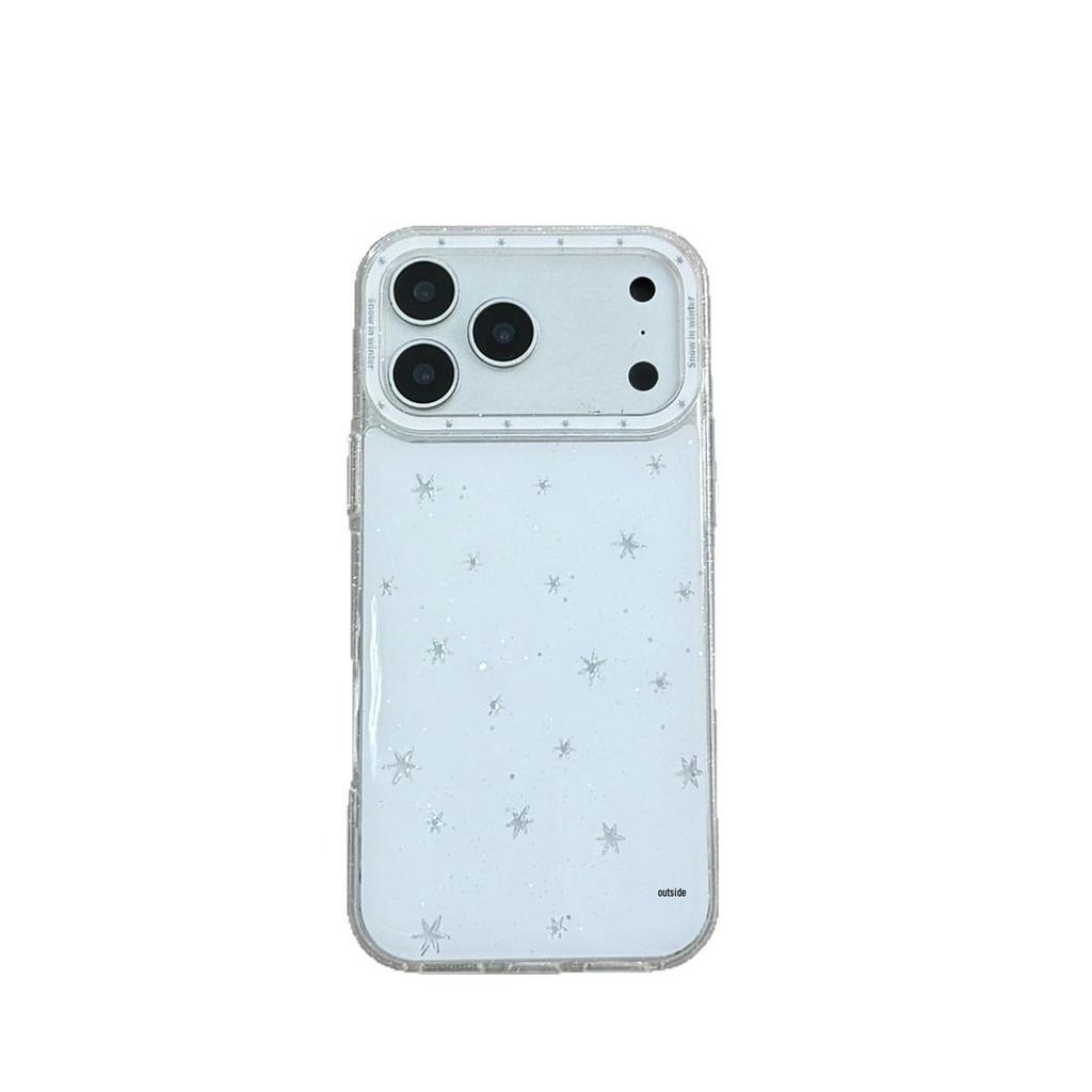 Gold-Plated Epoxy White Stars Anti-Fall Phone Case for iPhone 14/13/ProMax