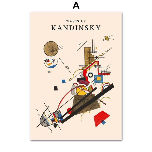 Geometry Lines Cat Works Posters and Prints Vintage Kandinsky Abstract Wall Art Picture Canvas Painting Living Room Home Decor