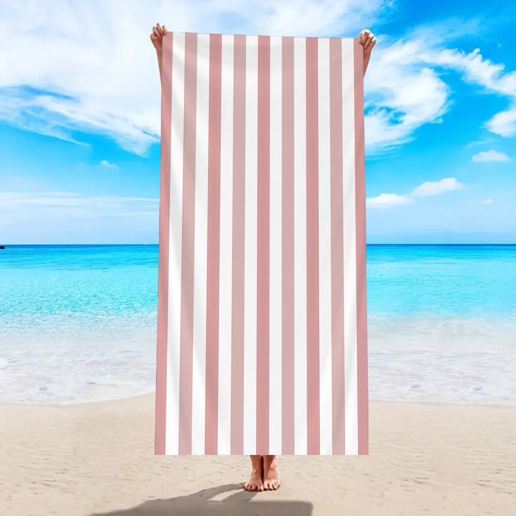 1pc ultra-fine fiber striped beach towel, suitable for camping, beach, surfing, swimming essential multifunctional beach towel