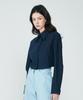 Depassion Big Collar Crop Long Sleeve Shirt (Navy)
