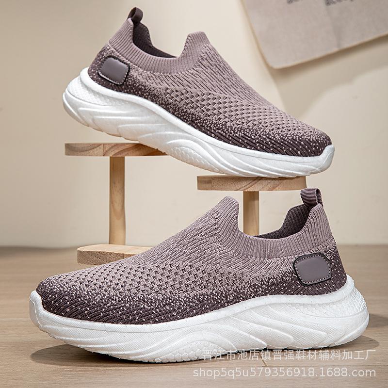 Popular men's and women's mesh breathable sports shoes Lai Ren one-pedal flying weaving casual fashion versatile trend men's shoes
