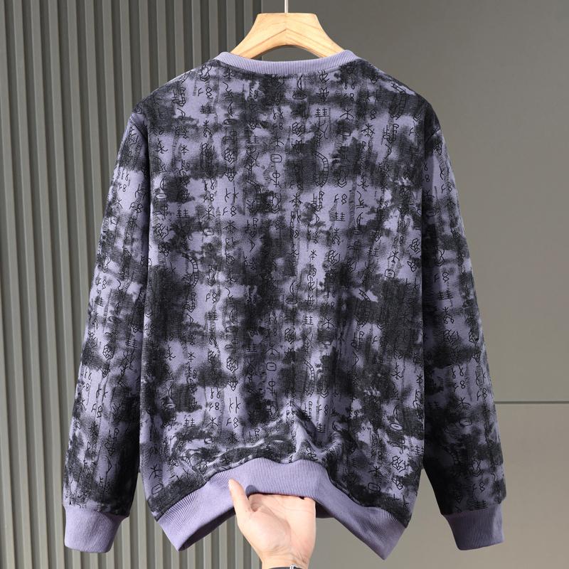 Plus Size 6XL-11XL Fashion Autumn Oversize Sweatshirts for Men Clothes Thick Warm Faux Fleece-lined Long Sleeve Tops Casual Men's Pullovers