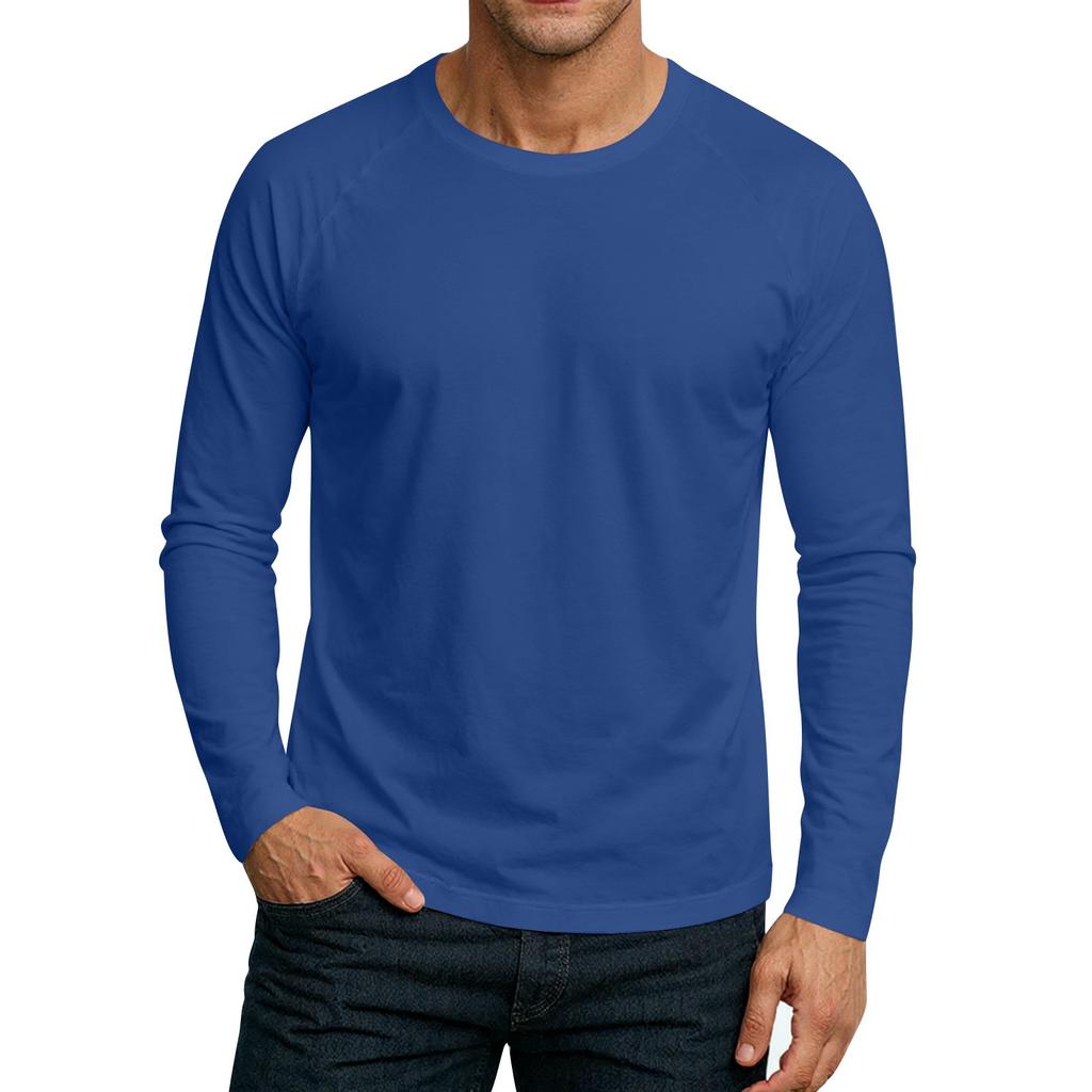 Men's Round Neck Plunger Long Sleeve T-Shirt Top