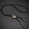 Men's Classical Leather Cord Bolo Tie with Metal Pendant Western Vintage Necktie Shirt Collar Necklace for Festivals