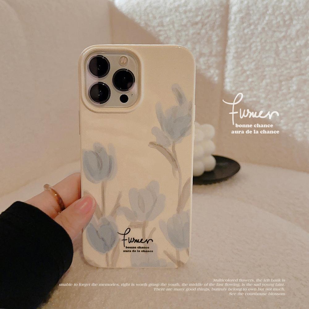 

Blue Tulip 16promax Mobile Case Apple 15 Applicable To IPhone 13 Gentle Literary 11 Silicone 12 Sets 12pro max(6.7)