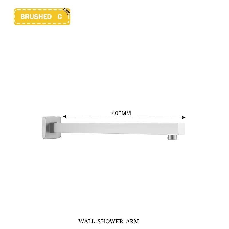 Black G1/2 Round/Square Shower Arm Bathroom Stainless Steel Ceiling Wall Mount Fixed Shower Bracket Faucet Replacement Parts