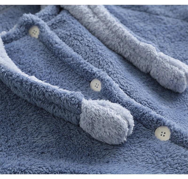 Stitch Cartoon Couple Pajamas - Autumn Winter Coral Fleece Long Robe Set for Men and Women