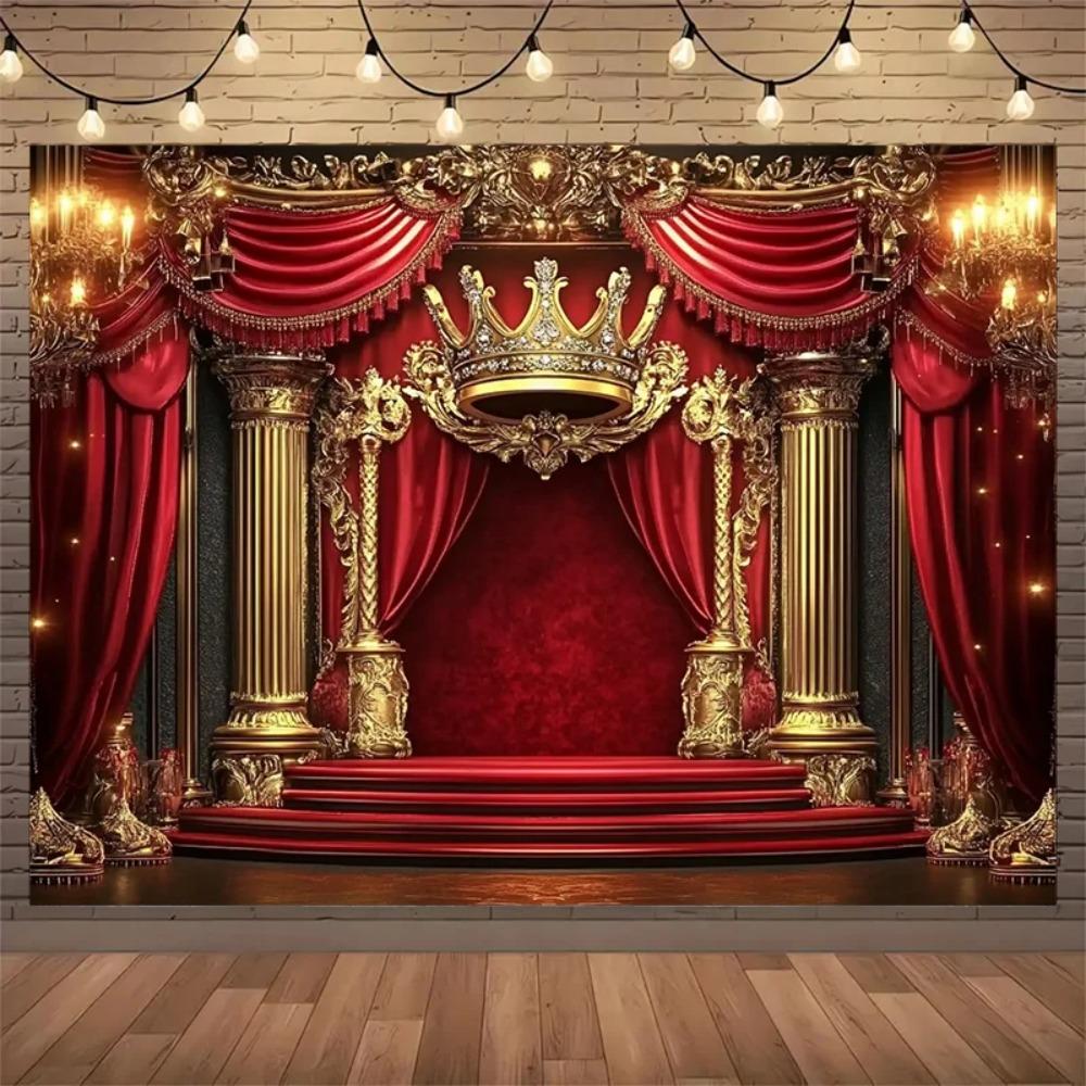 Luxury Gold Relief Pillar Crown Themed Banner Background Adult Birthday Party Family Gathering Decoration Photography Backdrop