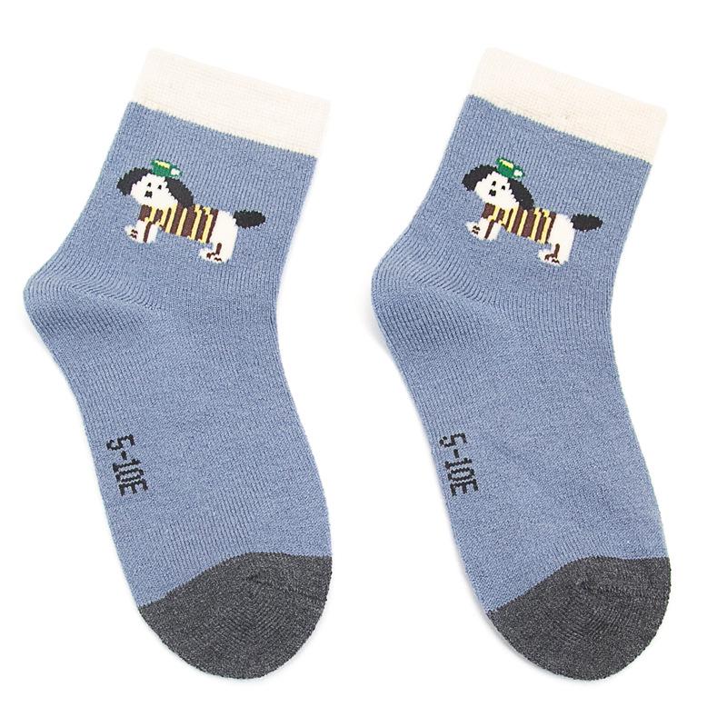 10 Pairs Six-Fingered Mouse Winter Mid-Calf Wool Socks - Dark Color Thick Children's Warm, Thickened Student Socks