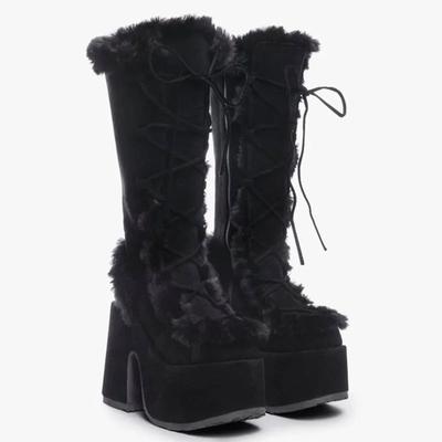 10CM High Platform Snow Boots for Women Fashion Designer Thicken Plush Cotton Shoes for Women Winter Chunky Fur Warm Ankle Boots