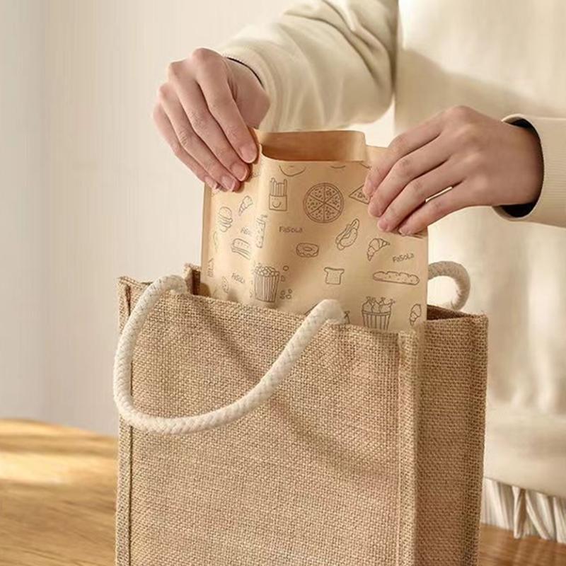 100/50Pcs Greaseproof Paper Bag Disposable Packaging Baking Paper Dessert Sandwich Burger Package Bag Kitchen Accessories