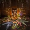 Decorative Garden Lights Solar Powered Outdoor Lanterns Waterproof Metal Floral Pattern Warm Glow Ambient Light for Patio Walkway Decor