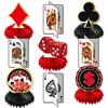 9Pc/Set Casino Las Vegas Theme Poker Playing Card Desktop Honeycomb Ornament for Adults Boy Birthday Game Night Party Decoration