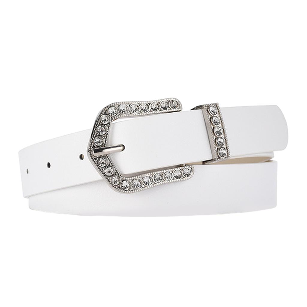 Women PU Belt Rhinestone Buckle Waist Belt Y2K Elegant Pin Buckle Waistband Jeans Pants Belt Female Clothing Accessories