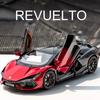 1:24 Scale Alloy Diecast Revuelto Toys Cars Models Light Sound 4 Doors Opened Sports Car Pull Back Vehicles Boys Fun Collection