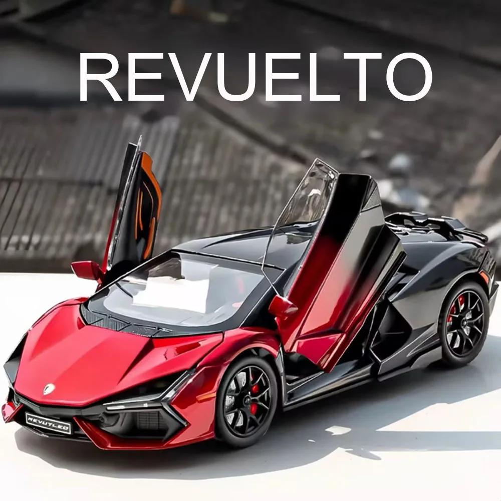 1:24 Scale Alloy Diecast Revuelto Toys Cars Models Light Sound 4 Doors Opened Sports Car Pull Back Vehicles Boys Fun Collection
