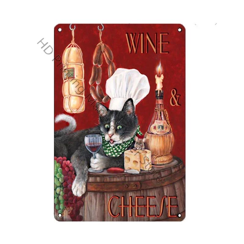 Cat Cooking Diner Metal Tin Sign Vintage Style Coffee Tin Plaque Metalen Poster Kitchen Restaurant Cafe Decor Advertise Plate