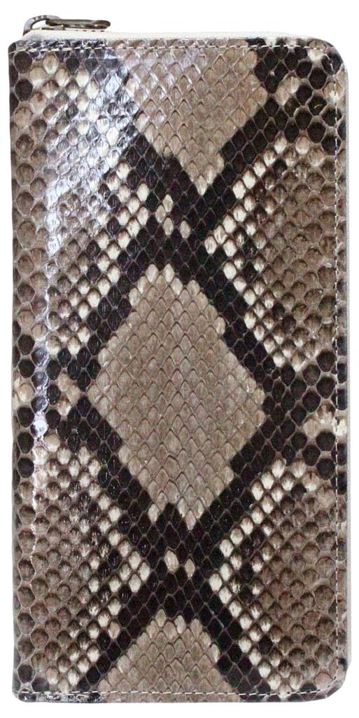 Natural Diamond Python Long Wallet YKK Wallet Snake Skin Snake Python Genuine Leather Round Zip Round Zipper Long Wallet Large Large Capacity Flashy