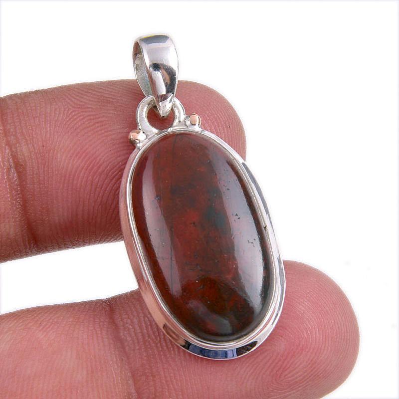 

Natural Bloodstone Gemstone Handmade 925 Solid Silver Gift Pendant 1.50 k7L83