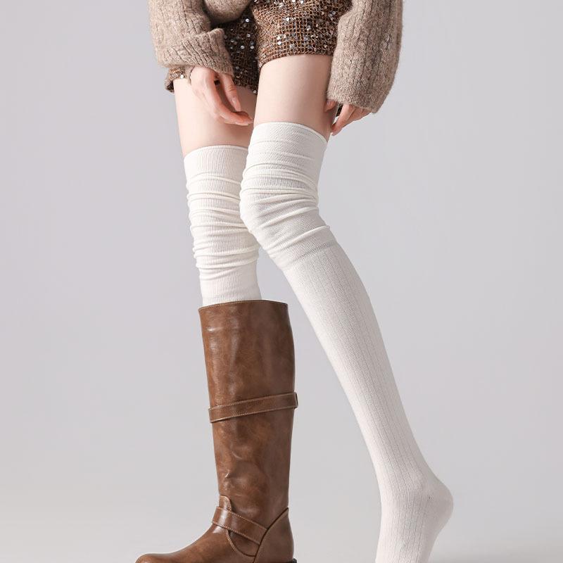 Knee Socks Children'S Autumn And Winter Thickened Warm Wool Stockings Micro-Pressure Thin Non-Slip Knee Pads With Boots And High Socks